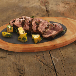Platter with porcelain surface
