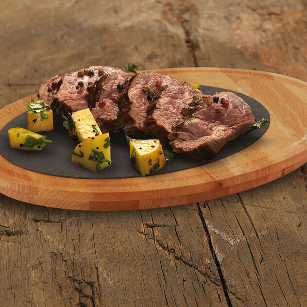 Platter with porcelain surface